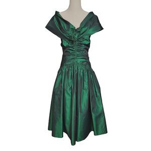 Emerald Jessica McClintock Gunne Sax S/M Vintage Midi Length Party Dress
